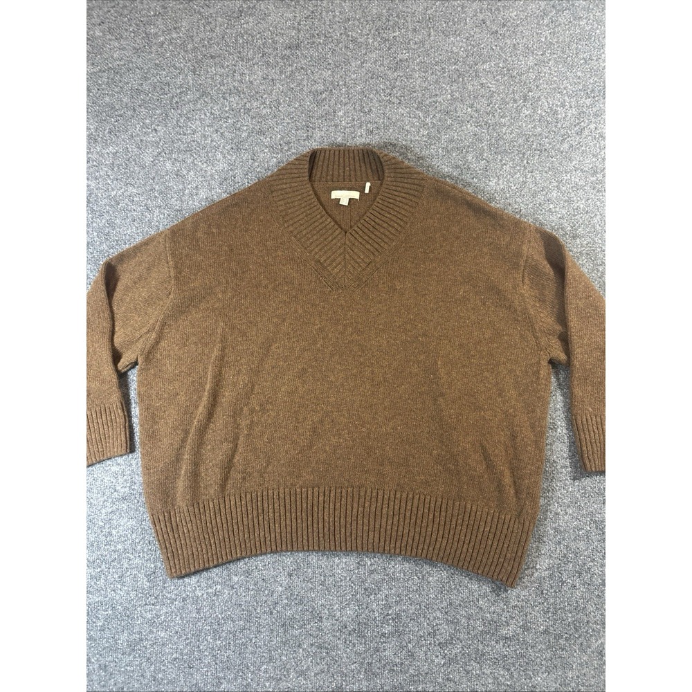 Barbour Women's V-Neck Sweater Brown Wool Pullover Country Modern heritage Sz 14